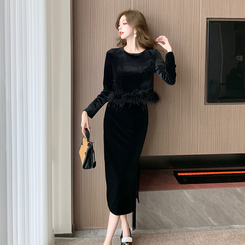 Women's Two-Piece High-Waist Split Long-Sleeve Set - Image 2