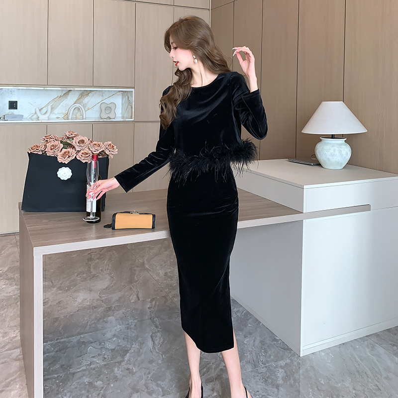Women's Two-Piece High-Waist Split Long-Sleeve Set - Image 4