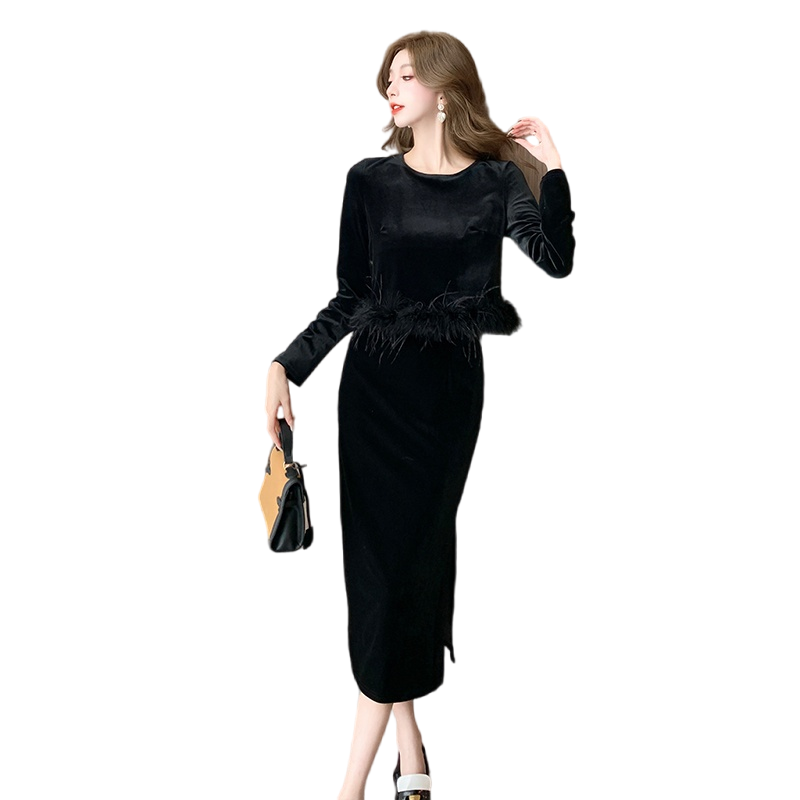 Women's Two-Piece High-Waist Split Long-Sleeve Set - Image 5