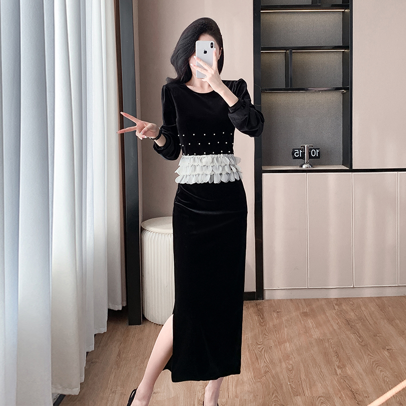 Velvet Dress Two-Piece Set 2026 Autumn Luxury Party Outfit for Women
