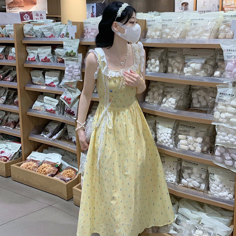 Yellow Flutter Sleeve Square Neck Floral Maxi Dress - Image 3