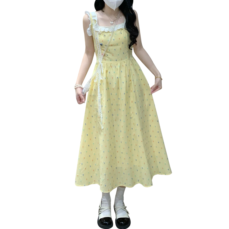 Yellow Flutter Sleeve Square Neck Floral Maxi Dress - Image 5