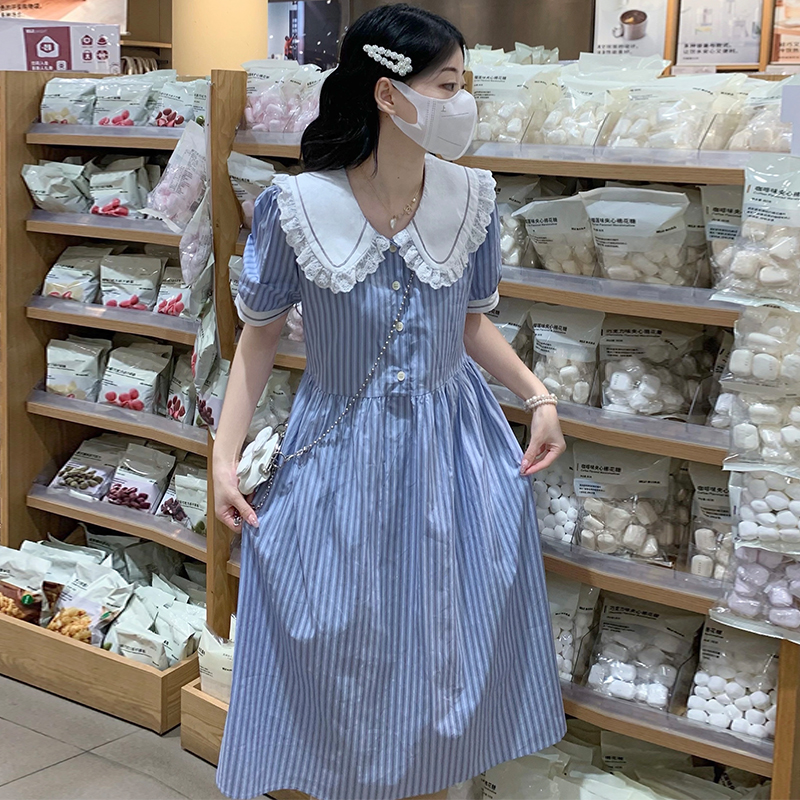 Women's Peter Pan Collar Preppy Shirt Dress 2025 Summer New Slimming Niche Design - Image 2