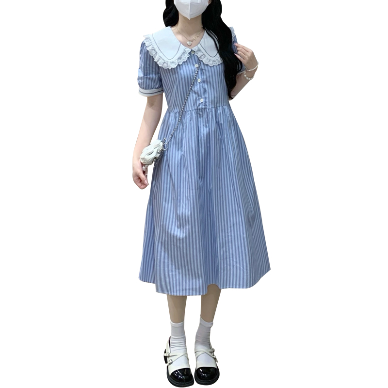 Women's Peter Pan Collar Preppy Shirt Dress 2025 Summer New Slimming Niche Design - Image 5