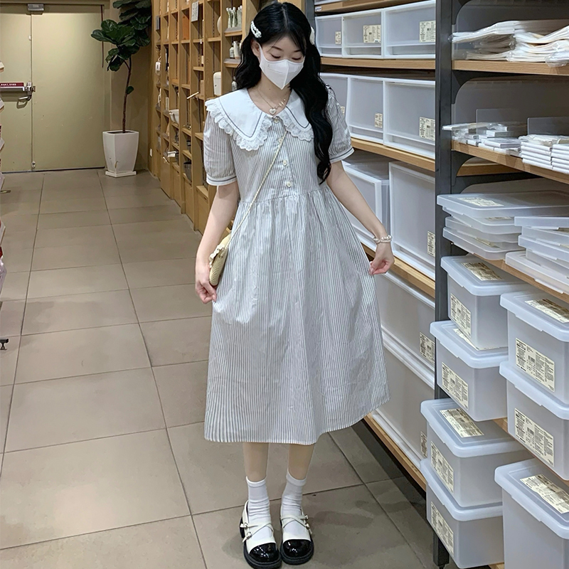 Women's Peter Pan Collar Preppy Shirt Dress 2025 Summer New Slimming Niche Design - Image 4