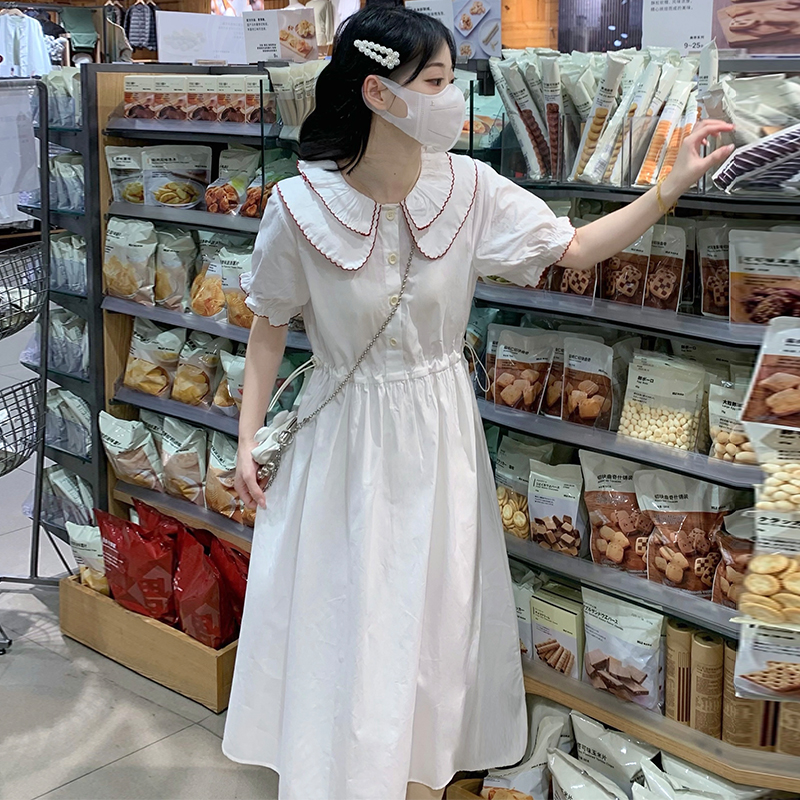 Sweet Doll Collar Puff Sleeve Dress Preppy Japanese Style First Love Dress - Image 2