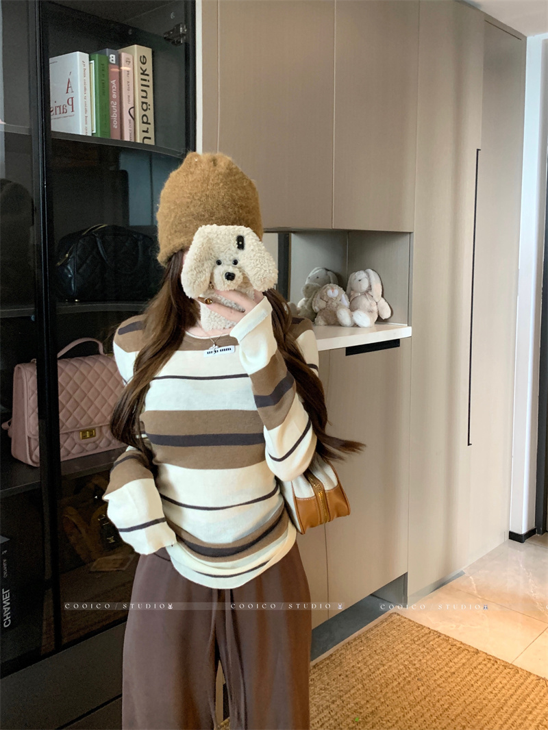 Women's Striped Color Block Knit Sweater Top - Image 2
