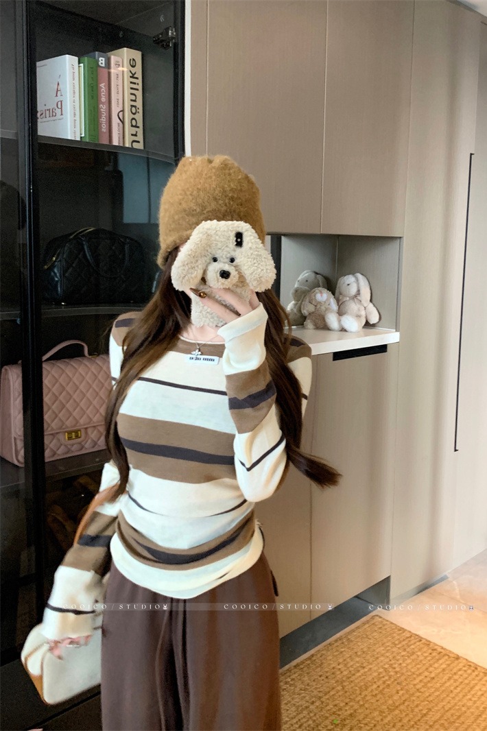 Women's Striped Color Block Knit Sweater Top - Image 5
