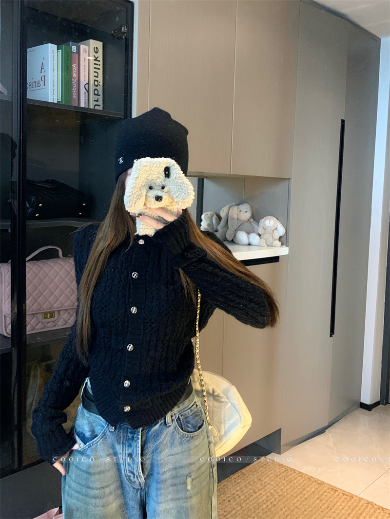 Women's Openwork Knit Cardigan Long Sleeve Sweater Outerwear - Image 4