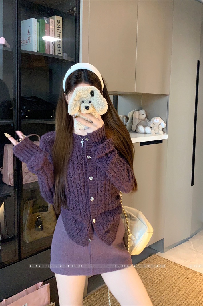 Women's Openwork Knit Cardigan Long Sleeve Sweater Outerwear - Image 5