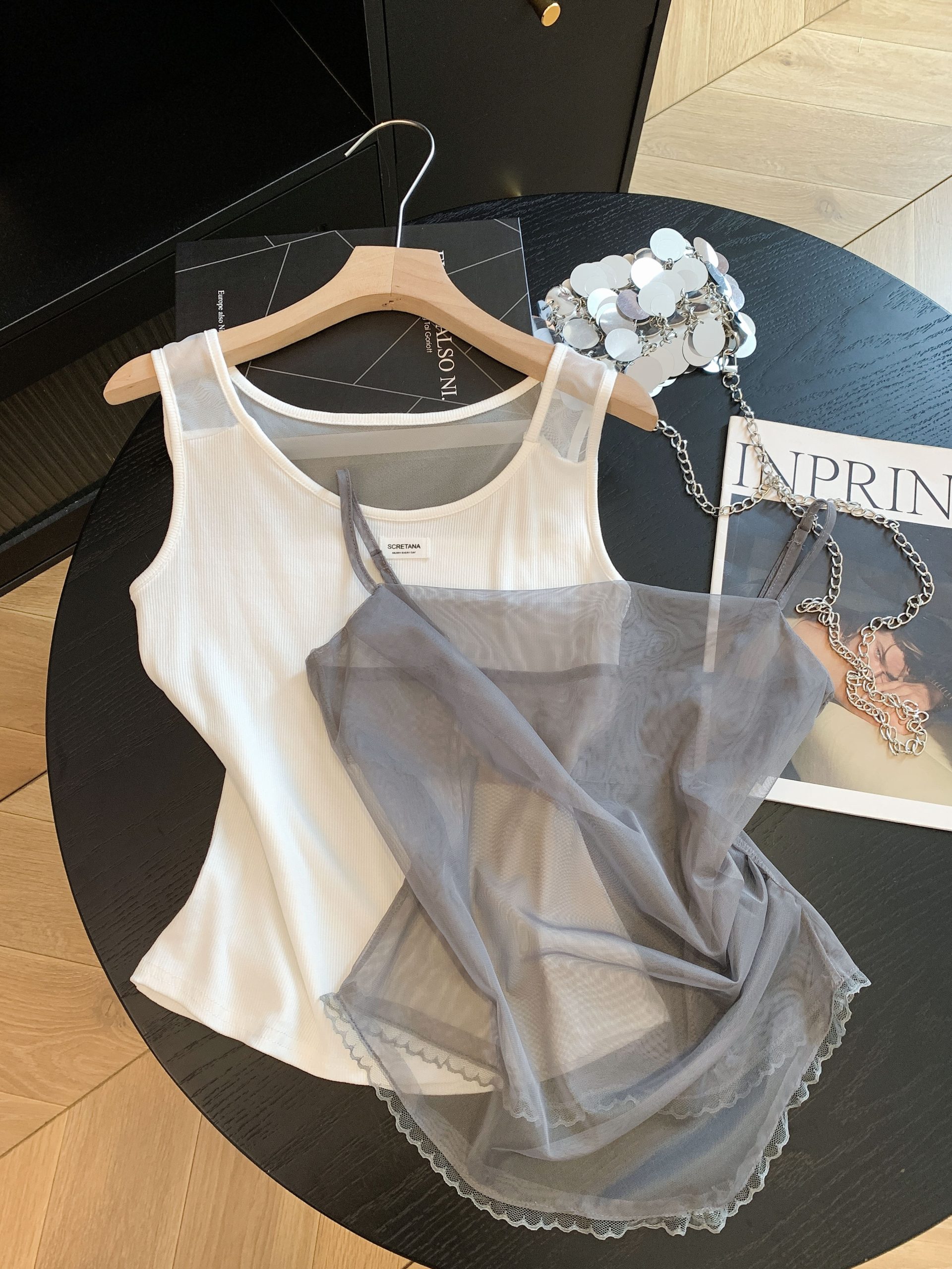 Designer Two-Piece Cami Top Slimming Layered Vest - Image 2