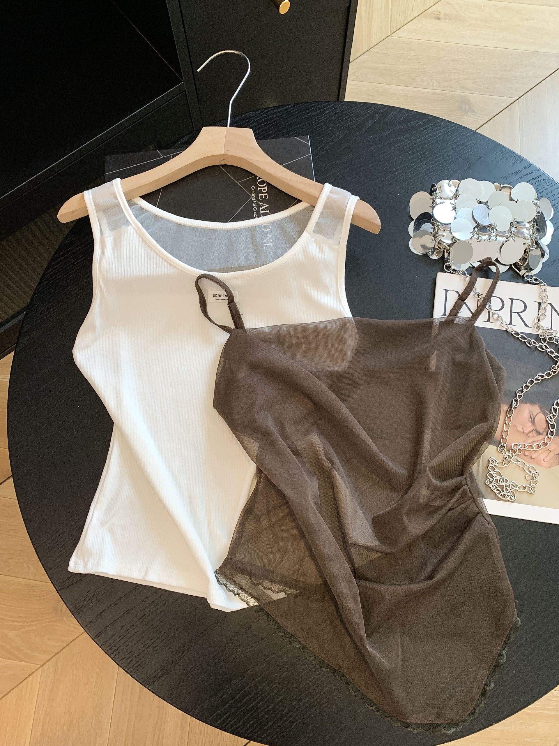 Designer Two-Piece Cami Top Slimming Layered Vest - Image 4
