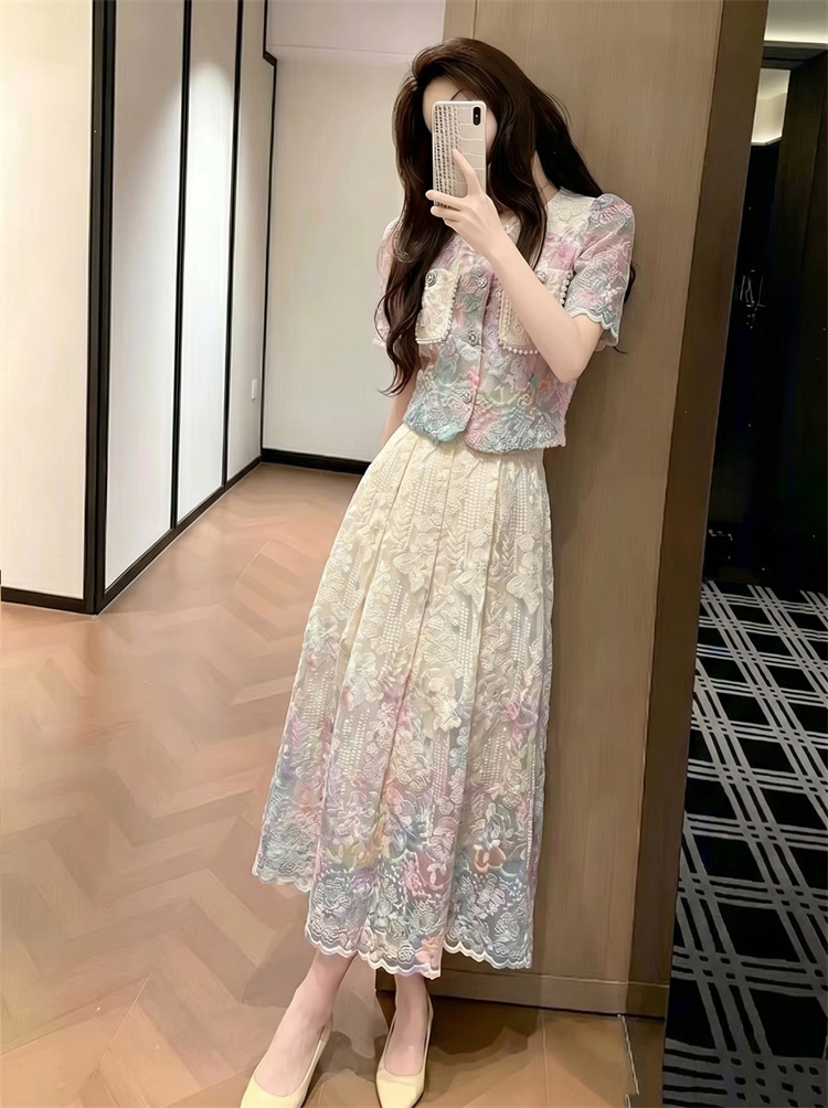 2026 French Style Lace Two-Piece Dress Set for Women