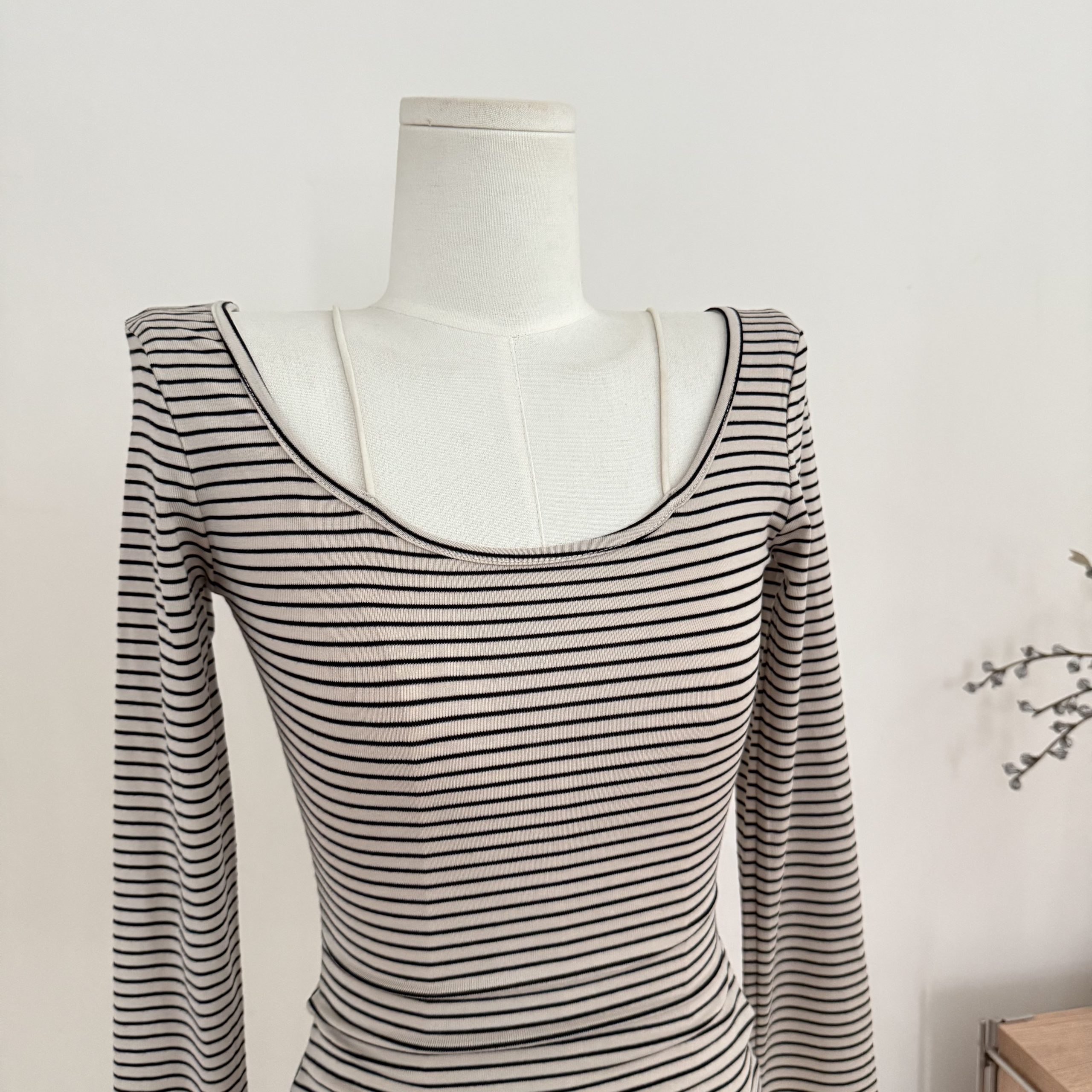 Women's Lyocell Tencel Striped Long Sleeve T-Shirt Early Autumn Casual Top - Image 3