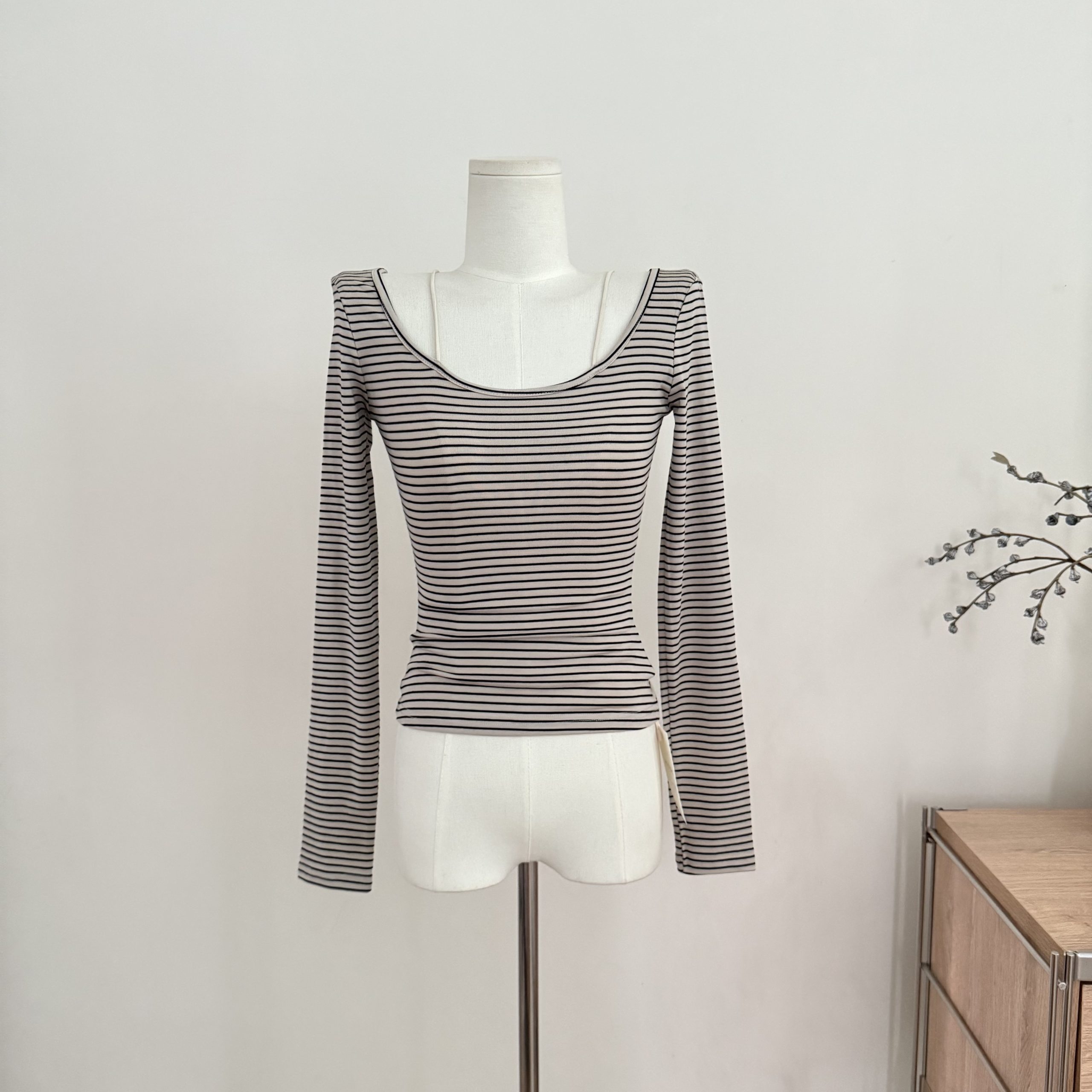 Women's Lyocell Tencel Striped Long Sleeve T-Shirt Early Autumn Casual Top