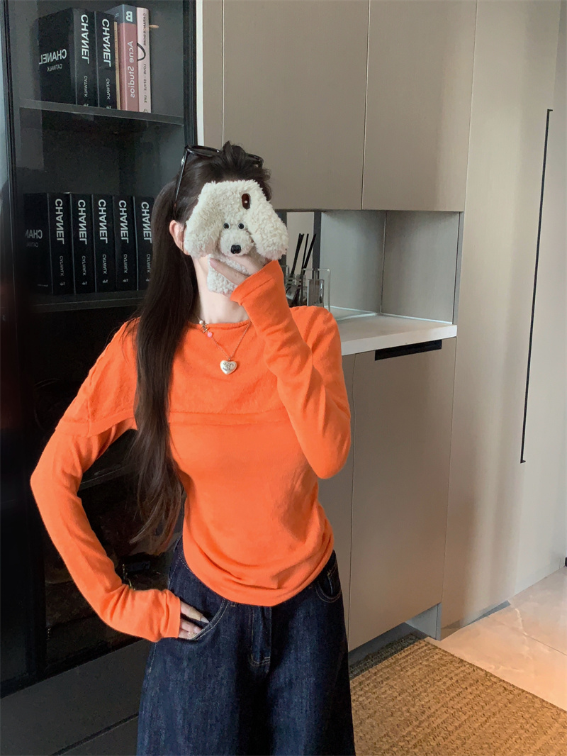 Women's Faux Two-Piece Knit Sweater with Cape Detail Early Autumn Design - Image 2