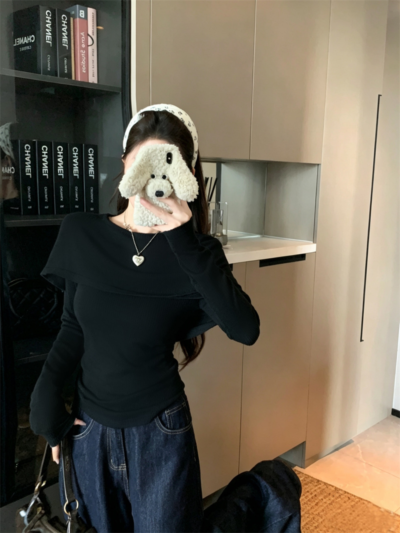 Women's Faux Two-Piece Knit Sweater with Cape Detail Early Autumn Design - Image 4