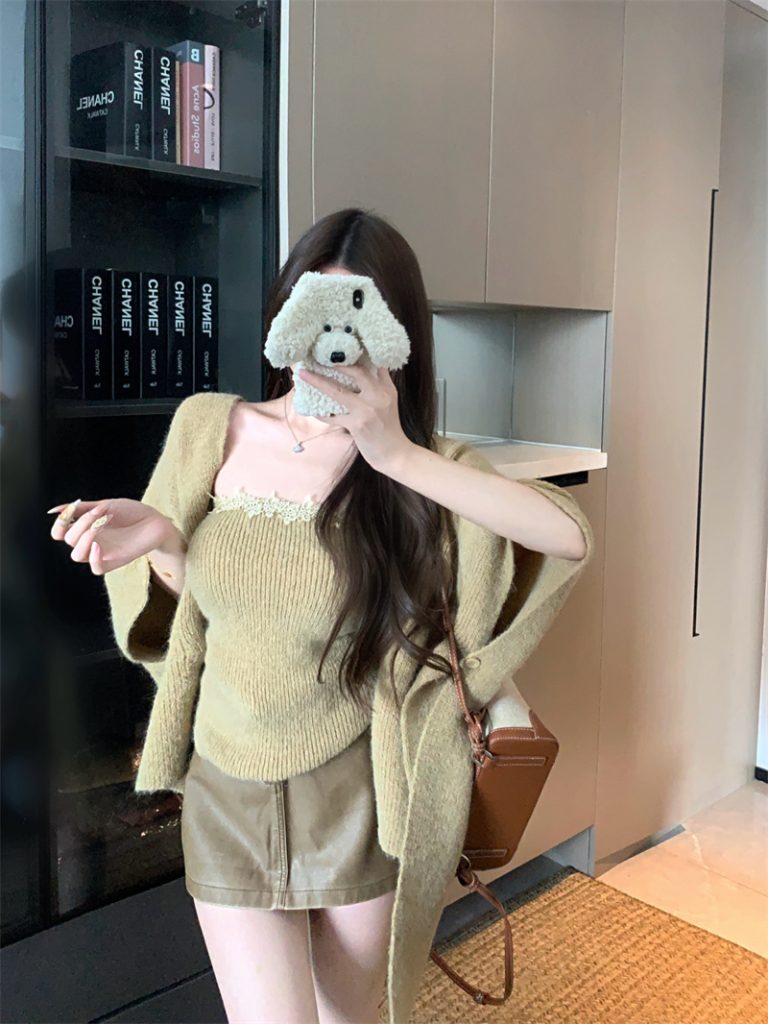 Women's 2026 Early Autumn Cape Cardigan and Tube Top Two-Piece Set